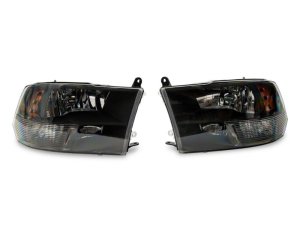 Dodge RAM 1500 Headlights - Raxiom - Axial Series Euro Style with Dual Bulb - Black Housing - `09-`18