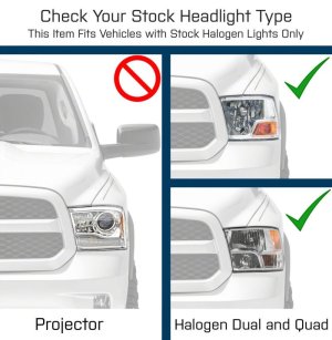 Dodge RAM 1500 Headlights - Raxiom - Axial OEM Rep w/ Dual Bulb - Smoked Lens - Chrome - `09-`18