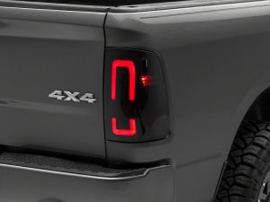 Dodge RAM 1500 Tail Lights - Raxiom - Axial Series LED, Halo Style - Black Housing, Smoked Lens - `09-`18