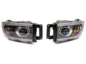 Dodge RAM 1500 LED Headlights - Raxiom - Projector with SEQL LED Bar - Black - `02-`05