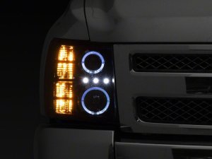 Chevrolet Silverado 1500 LED Headlights - Raxiom - Halo Projector - Black - `07-`13