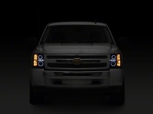 Chevrolet Silverado 1500 LED Headlights - Raxiom - Halo Projector - Black - `07-`13