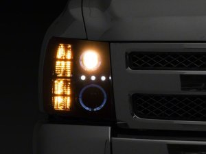Chevrolet Silverado 1500 LED Headlights - Raxiom - Halo Projector - Black - `07-`13