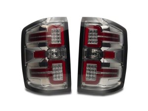 Chevrolet Silverado 1500 LED Taillights - Raxiom - SeqTurn Signals - Chrome - Smoked Lens - `14-`18