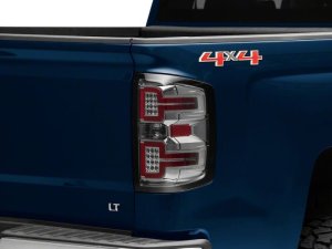 Chevrolet Silverado 1500 LED Taillights - Raxiom - SeqTurn Signals - Chrome - Smoked Lens - `14-`18