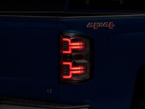 Chevrolet Silverado 1500 LED Taillights - Raxiom - SeqTurn Signals - Chrome - Smoked Lens - `14-`18