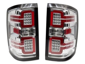 Chevrolet Silverado 1500 LED Taillights - Raxiom - Seq Turn Signals, Clear Lens - Chrome - `14-`18