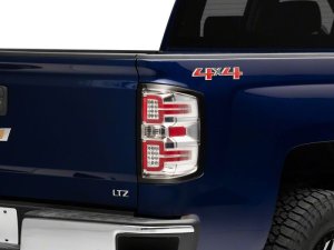 Chevrolet Silverado 1500 LED Taillights - Raxiom - Seq Turn Signals, Clear Lens - Chrome - `14-`18