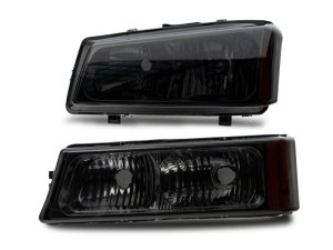 Chevrolet Silverado 1500 LED Headlights - Front - Raxiom - OEM Style Rep - Chrome Housing, Smoked Lens - `03-`06
