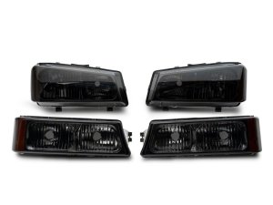 Chevrolet Silverado 1500 LED Headlights - Front - Raxiom - OEM Style Rep - Chrome Housing, Smoked Lens - `03-`06