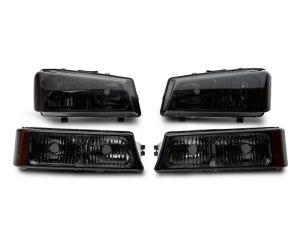 Chevrolet Silverado 1500 LED Headlights - Front - Raxiom - OEM Style Rep - Chrome Housing, Smoked Lens - `03-`06