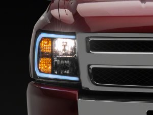 Chevrolet Silverado 1500 LED Headlights - Raxiom - Axial Series w/ LED Bar - Black - `07-`13