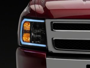 Chevrolet Silverado 1500 LED Headlights - Raxiom - Axial Series w/ LED Bar - Black - `07-`13