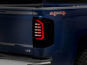 Chevrolet Silverado 1500 LED Taillights - Rear - Raxiom - Axial Series - Black Housing with Smoked Lens - `14-`18 Chevrolet Silverado 1500 LED Taillights - Rear - Raxiom - Axial Series - Black Housing with Smoked Lens - `14-`18