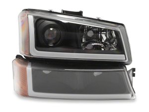Chevrolet Silverado 1500 LED Headlights - Raxiom - LED LightBar OE Proj Headlights/Bumper Lights - Black - Clear - `03-`06
