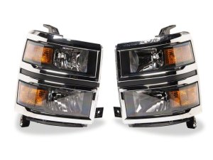 Chevrolet Silverado 1500 LED Headlights - Raxiom - OE Style, Chrome Trim, Clear Lens - Black - `14-`15
