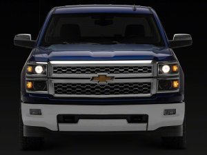 Chevrolet Silverado 1500 LED Headlights - Raxiom - OE Projector, Chrome Trim, Clear Lens - Black - `14-`15