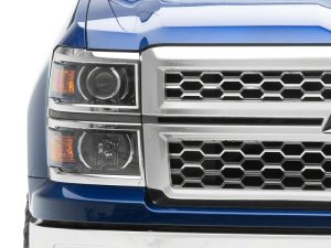 Chevrolet Silverado 1500 LED Headlights - Raxiom - OE Projector, Chrome Trim, Clear Lens - Black - `14-`15