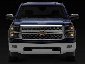Chevrolet Silverado 1500 LED Headlights - Raxiom - OE Projector, Chrome Trim, Clear Lens - Black - `14-`15