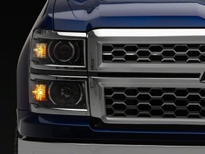 Chevrolet Silverado 1500 LED Headlights - Raxiom - OE Projector, Chrome Trim, Clear Lens - Black - `14-`15