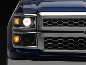 Chevrolet Silverado 1500 LED Headlights - Raxiom - OE Projector, Chrome Trim, Clear Lens - Black - `14-`15