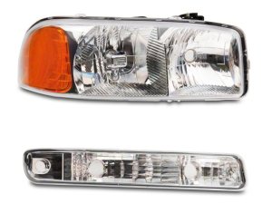 GMC Sierra 1500 LED Headlights - Raxiom - Axial Series OEM Crystal Replacement - Chrome - `99-`06