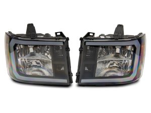 GMC Sierra 1500 LED Headlights - Raxiom - Axial Series with LED Bar - Black Housing, Clear Lens - `07-`13