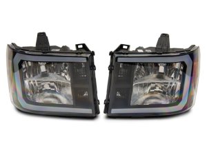 GMC Sierra 1500 LED Headlights - Raxiom - Axial Series with LED Bar - Black Housing, Clear Lens - `07-`13