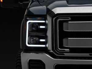 Ford F-250 Super Duty LED Headlights - Front - Raxiom - Projector with Clear Lens - Black Housing - `11-`16