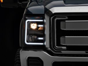 Ford F-250 Super Duty LED Headlights - Front - Raxiom - Projector with Clear Lens - Black Housing - `11-`16
