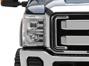 Ford F-250 Super Duty LED Headlights - Front - Raxiom - LED Projector + Switchback Turn Signals - Chrome - `11-`16
