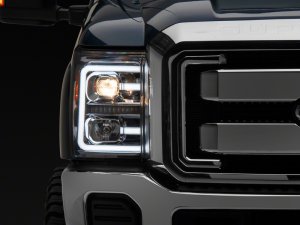 Ford F-250 Super Duty LED Headlights - Front - Raxiom - LED Projector + Switchback Turn Signals - Chrome - `11-`16