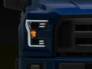 Ford F-150 LED Headlights - Raxiom - Projector with LED Accent, Clear Lens - Chrome - `15-`17
