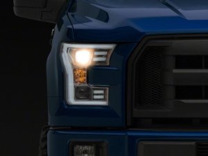 Ford F-150 LED Headlights - Raxiom - Projector with LED Accent, Clear Lens - Chrome - `15-`17