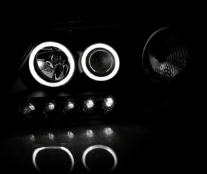 Ford F-150 LED Headlights - Raxiom - Halo Projector, Black Housing, Clear Lens - Super White - `97-`03