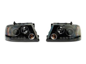 Ford F-150 LED Headlights - Raxiom - Dual LED Halo Projector - Black - `04-`08