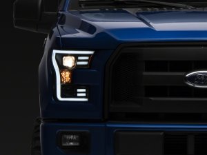 Ford F-150 LED Headlights - Raxiom - G3 Projector with LED Accent - Black - `15-`17