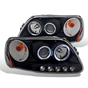 Ford F-150 LED Headlights - Raxiom - Halo Projector - Black Housing - `97-`03