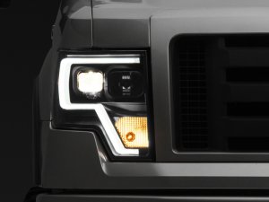 Ford F-150 LED Headlights - Raxiom - Projector with LED Accent - Black - `09-`14