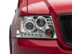 Ford F-150 LED Headlights - Raxiom - Dual LED Halo Projector - Chrome - `04-`08