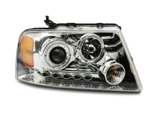 Ford F-150 LED Headlights - Raxiom - Dual LED Halo Projector - Chrome - `04-`08