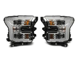 Ford F-150 LED Headlights - Raxiom - Projector with LED Accent - Chrome - `15-`17