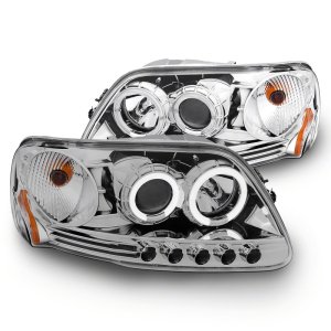 Ford F-150 LED Headlights - Raxiom - Halo Projector - Chrome - `97-`03