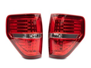 Ford F-150 LED Taillights - Raxiom - Chrome Housing- Red/Clear Lens - `09-`14