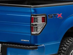 Ford F-150 Styleside LED Taillights - Raxiom - Black Housing - Smoked - `09-`14