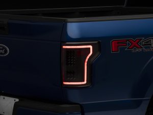 Ford F-150 LED Taillights - Raxiom - Sequential Turn Signals, Clear Lens - Black - `15-`17