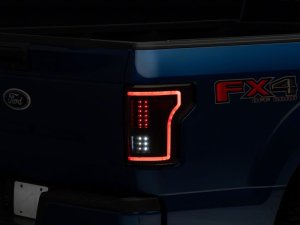 Ford F-150 LED Taillights - Raxiom - Sequential Turn Signals, Clear Lens - Black - `15-`17