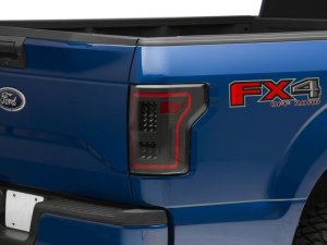 Ford F-150 LED Taillights - Raxiom - Sequential Turn Signals, Clear Lens - Black - `15-`17