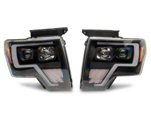 Ford F-150 LED Headlights - Raxiom - Axial G4 Light Bar Switchback Projector - Black Housing - `09-`14