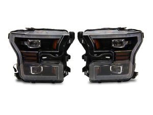 Ford F-150 LED Headlights - Raxiom - Projector with LED Amber DRL - Black - `15-`17